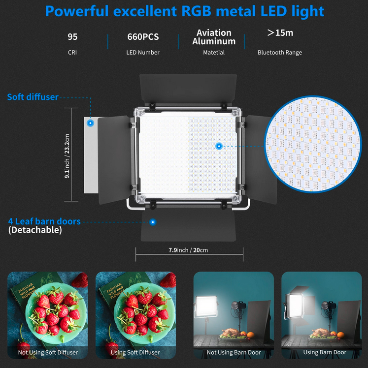 Neewer 660 RGB LED + Visico LS-8005 + NP-970 punjač - 6